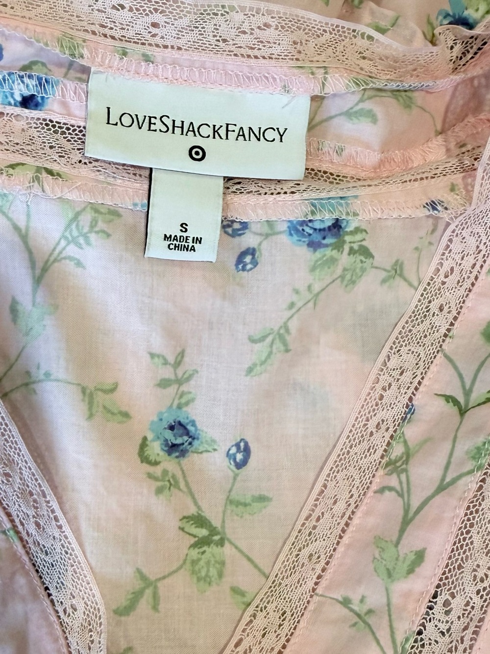 LoveShackFancy X Target Esme Wrap Mini Pink Floral Dress Size S - Picture 5 of 7